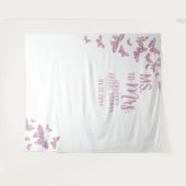 Frau Lila Gold Butterfly White Bridal Hintergrund Wandteppich (Vorderseite (Horizontal))