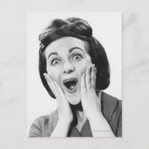 Frau macht ein Gesicht Postkarte