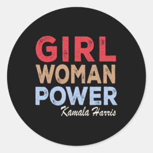 Frau Macht Kamala Harris Retro Vintage Runder Aufkleber