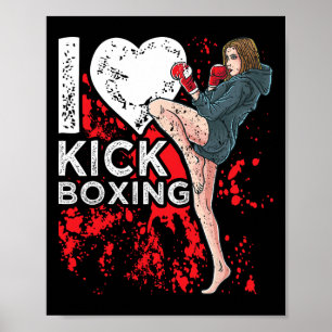 Frau Mädchen Kickboxer Ich liebe Kickboxen Poster