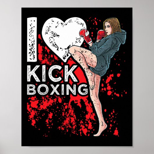 Frau Mädchen Kickboxer Ich liebe Kickboxen  Poster (Vorne)