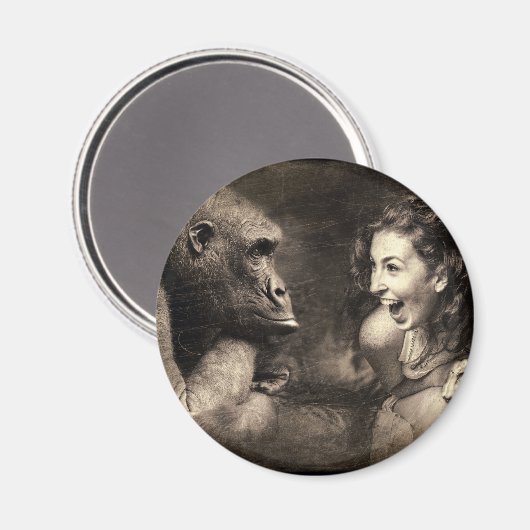 Frau Making Gorilla Laugh Magnet (Vorderseite/Rückseite)