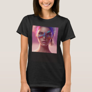 Frau Meerjungfrau Farbige Flossen Rosa Sonnenunter T-Shirt