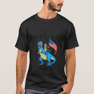 Frau Merica Patriotic TRex Dinosaur George Washi T-Shirt