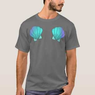 Frau Mermaid Fairy tale Aqua Blue Seashell Bra C T-Shirt