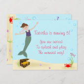 Frau Mermaid Party Einladung (Vorne/Hinten)