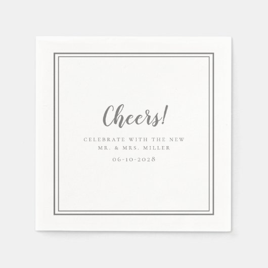 Frau Minimalistisch Wedding Modern Gray Chic Serviette (Vorderseite)