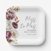 Frau Miss. | Burgundy Fall Brautparty Pappteller (Vorderseite)
