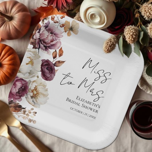 Frau Miss. | Burgundy Fall Brautparty Pappteller
