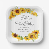 Frau Miss. | Sonnenblumenfall-Brautparty Pappteller (Vorderseite)