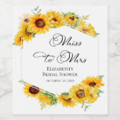 Frau Miss. | Sonnenblumenfall-Brautparty Weinetikett (Einzelnes Label)