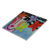 Frau mit Abstraktem digitalem Gemälde Fliese (Seite)