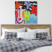 Frau mit Abstraktem digitalem Gemälde Leinwanddruck (Insitu (Schlafzimmer))