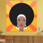 Frau mit afro-haarportraitischer Abbildung Leinwanddruck (Insitu (Wohnzimmer))