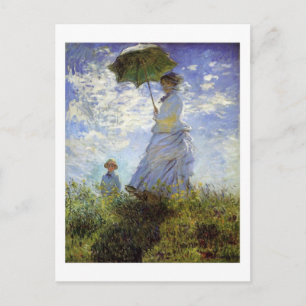 Frau mit Ansichtskarte für Parasol Postkarte