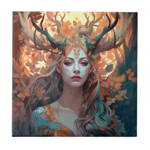 Frau mit antlers Fantasy Art Fliese