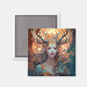 Frau mit antlers Fantasy Art Magnet (Vorderseite/Rückseite)