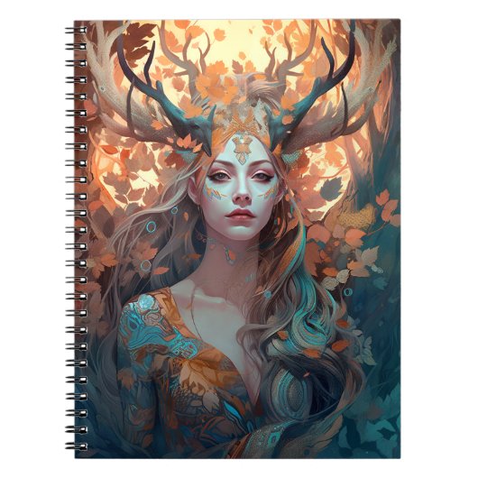 Frau mit antlers Fantasy Art Notizblock (Vorderseite)