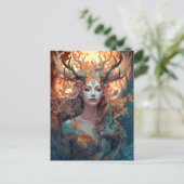 Frau mit antlers Fantasy Art Postkarte (Stehend Vorderseite)