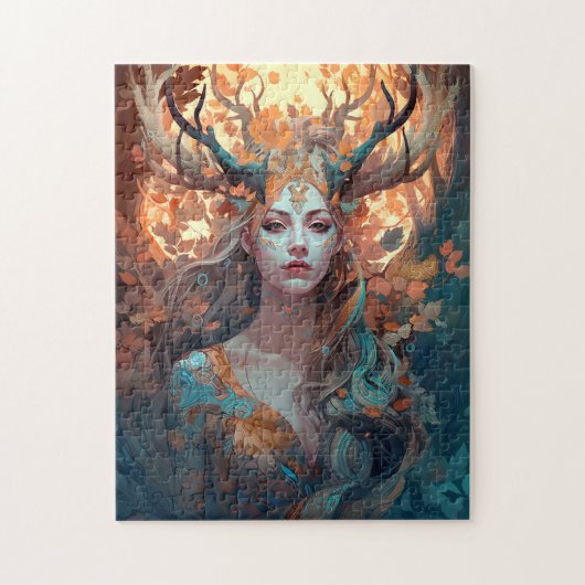 Frau mit antlers Fantasy Art Puzzle (Vertikal)