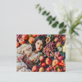 Frau mit Äpfeln und Trauben Postkarte (Stehend Vorderseite)