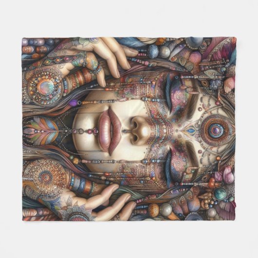 Frau mit aufwändiger, im Stammesalter Inspiriert O Fleecedecke (Vorderseite (Horizontal))