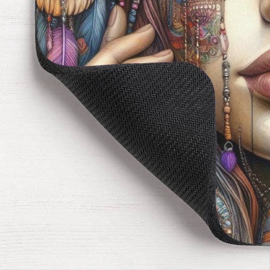 Frau mit aufwändiger, im Stammesalter Inspiriert O Mousepad (Ecke)
