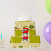 Frau mit Auto Geschenkpapier