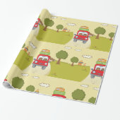 Frau mit Auto Geschenkpapier (Ungerollt)