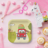 Frau mit Auto Pappteller (Party)