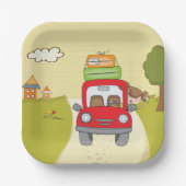 Frau mit Auto Pappteller (Vorderseite)