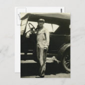 Frau mit Auto Postkarte (Vorne/Hinten)