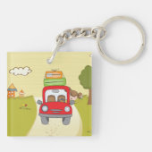 Frau mit Auto Schlüsselanhänger (Rückseite)