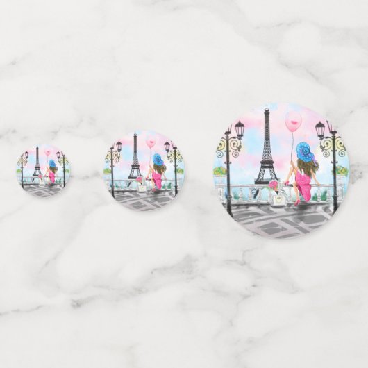 Frau mit Ballon in Paris Confetti Eiffelturm Konfetti (Vorderseiten)