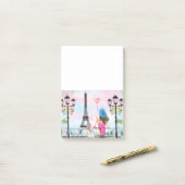 Frau mit Ballon in Paris Eiffelturm Post-it Klebezettel (Auf Schreibtisch)