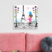 Frau mit Ballon Paris Canvas Print Eiffel Tower Leinwanddruck (Insitu (Wohnzimmer))