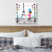 Frau mit Ballon Paris Canvas Print Eiffel Tower Leinwanddruck (Insitu (Schlafzimmer))