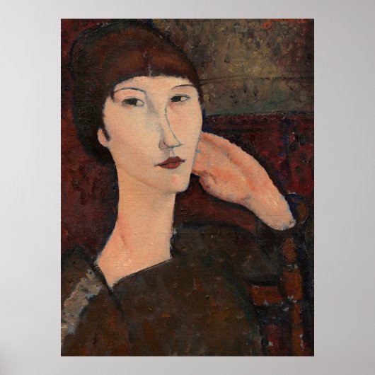 Frau mit bangfarbenem Haar von Amedeo Modigliani Poster (Vorne)