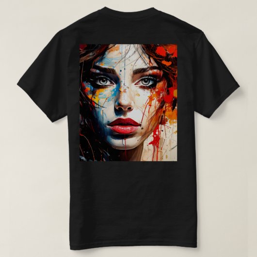 Frau mit bemaltem Gesicht T-Shirt (Design Rückseite)