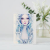 Frau mit blauem Haar Postkarte (Stehend Vorderseite)