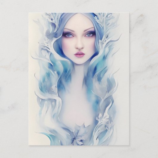 Frau mit blauem Haar Postkarte (Vorderseite)