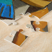 Frau mit blauem Lüfter, Puzzle (Seite)