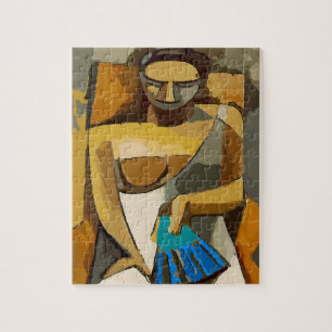 Frau mit blauem Lüfter, Puzzle