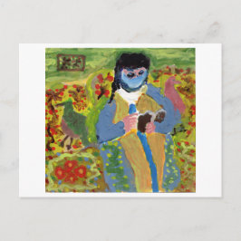 Frau mit blauem Schleier, Lesen, Postkarte