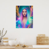 Frau mit blauem und Lila Haar Poster (Küche)