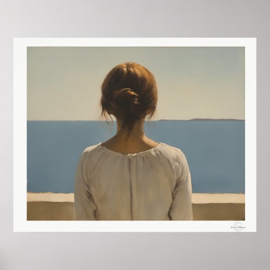 Frau mit Blick auf das Meer Poster (Vorne)