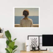 Frau mit Blick auf das Meer Poster (Heimbüro)
