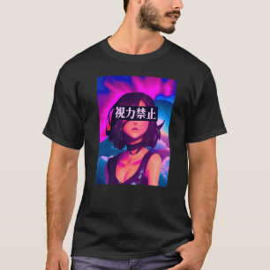 Frau mit Blick auf den Vaporwave-Futurismus in Fer T-Shirt