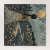 Frau mit Blick auf die Stadt Mondlicht Puzzle (Horizontal)