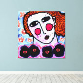 Frau mit Blume Abstrakte digitale Malerei Leinwanddruck (Insitu (Holzboden))